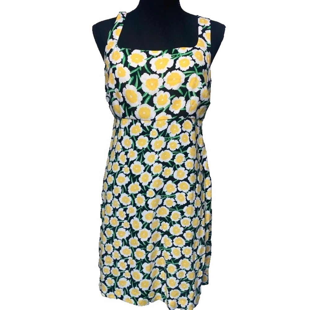 Diane Von Furstenberg Target Yellow Poppy Floral 90s Shift Mini Dress Size 6